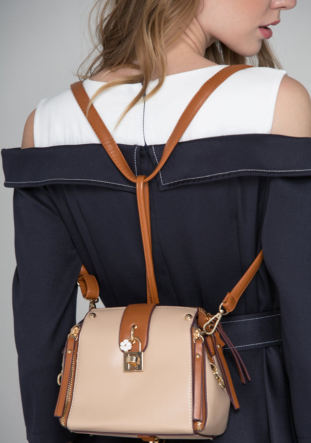 Tan Zip Trim Mini Trapeze Bag