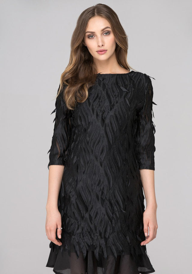 Black Crow Sleeved Midi Dress