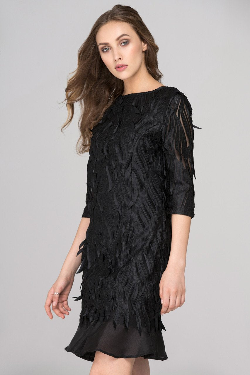 Black Crow Sleeved Midi Dress