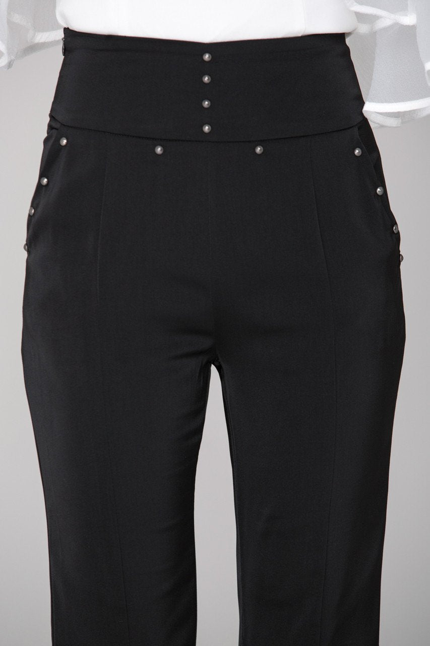 Rania Fawaz - Black Flare Tasseled Hem Trousers