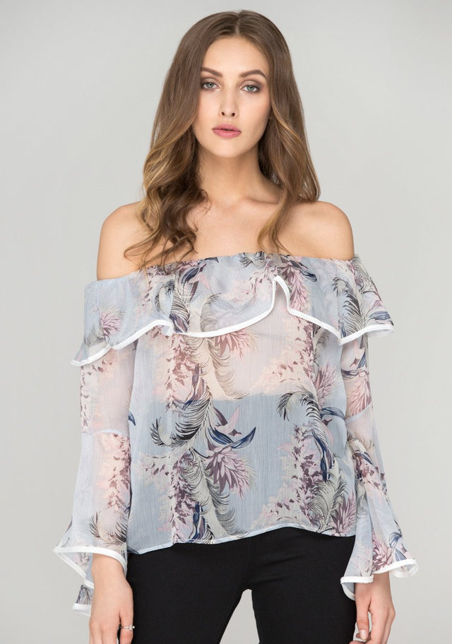 Sheer Floral off the shoulder Top