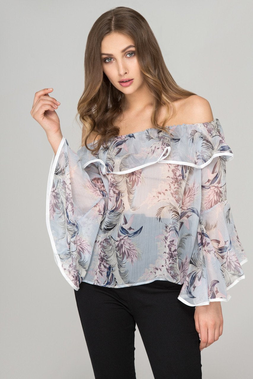 Sheer Floral off the shoulder Top