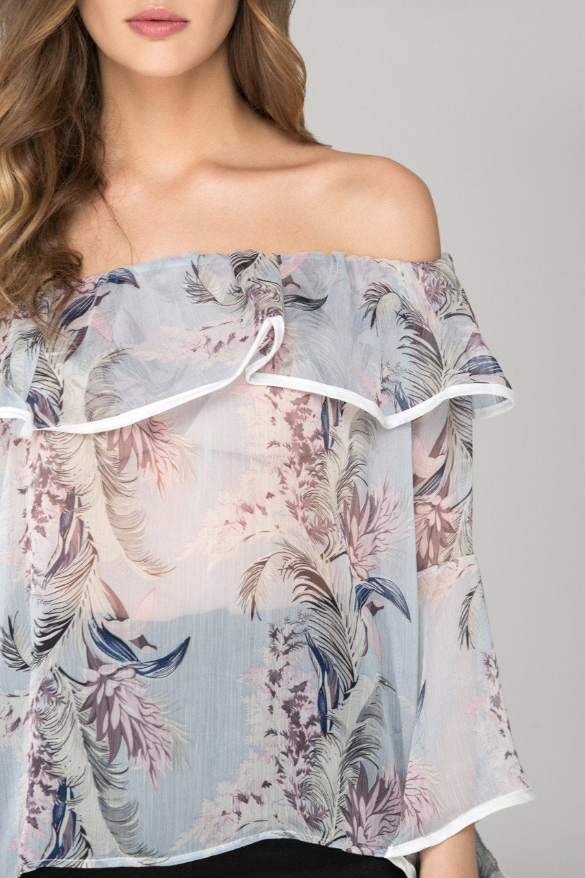Sheer Floral off the shoulder Top