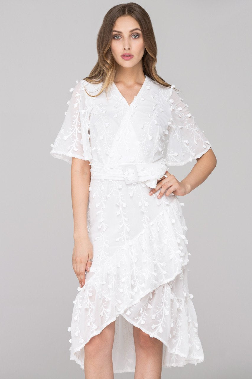 White Clover Lace Trumpet Midi Dress