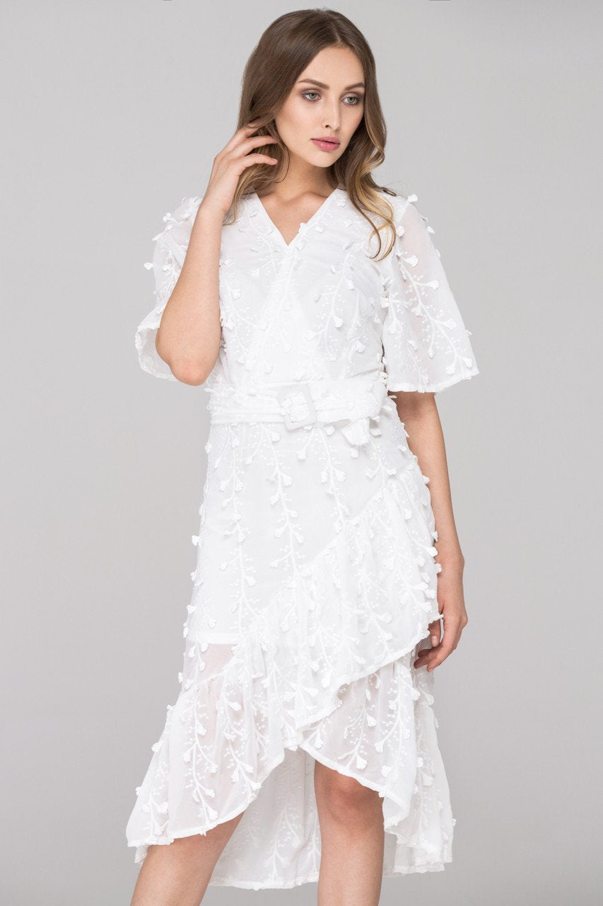 White Clover Lace Trumpet Midi Dress
