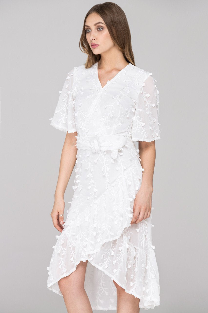 White Clover Lace Trumpet Midi Dress