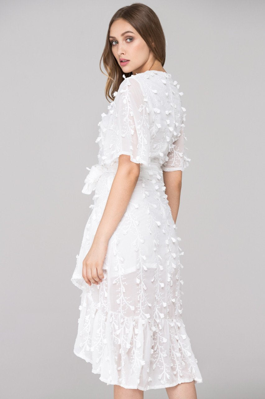 White Clover Lace Trumpet Midi Dress