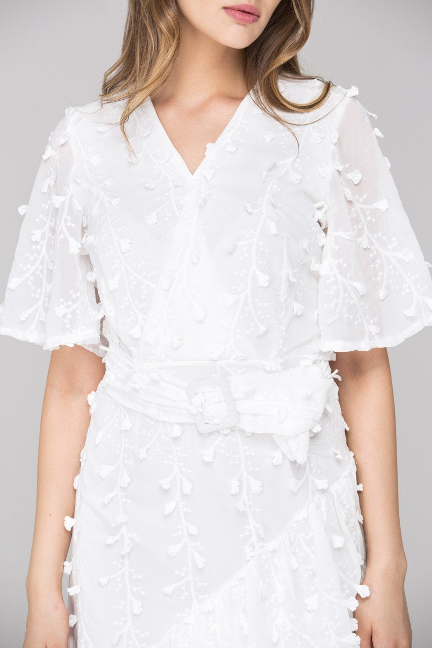 White Clover Lace Trumpet Midi Dress