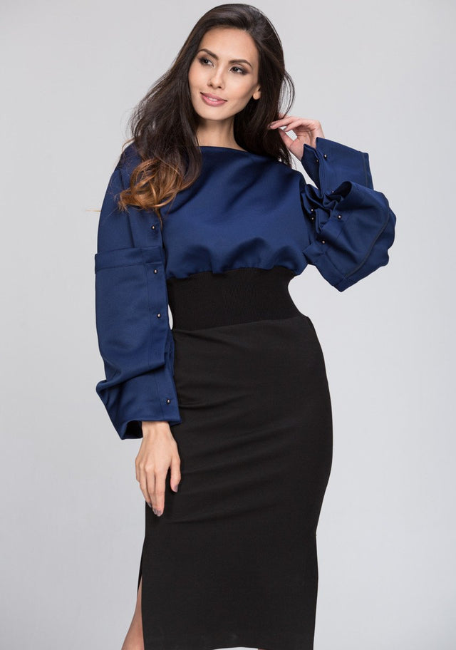 The Real Fouz - Puff Sleeve Color Block Dress