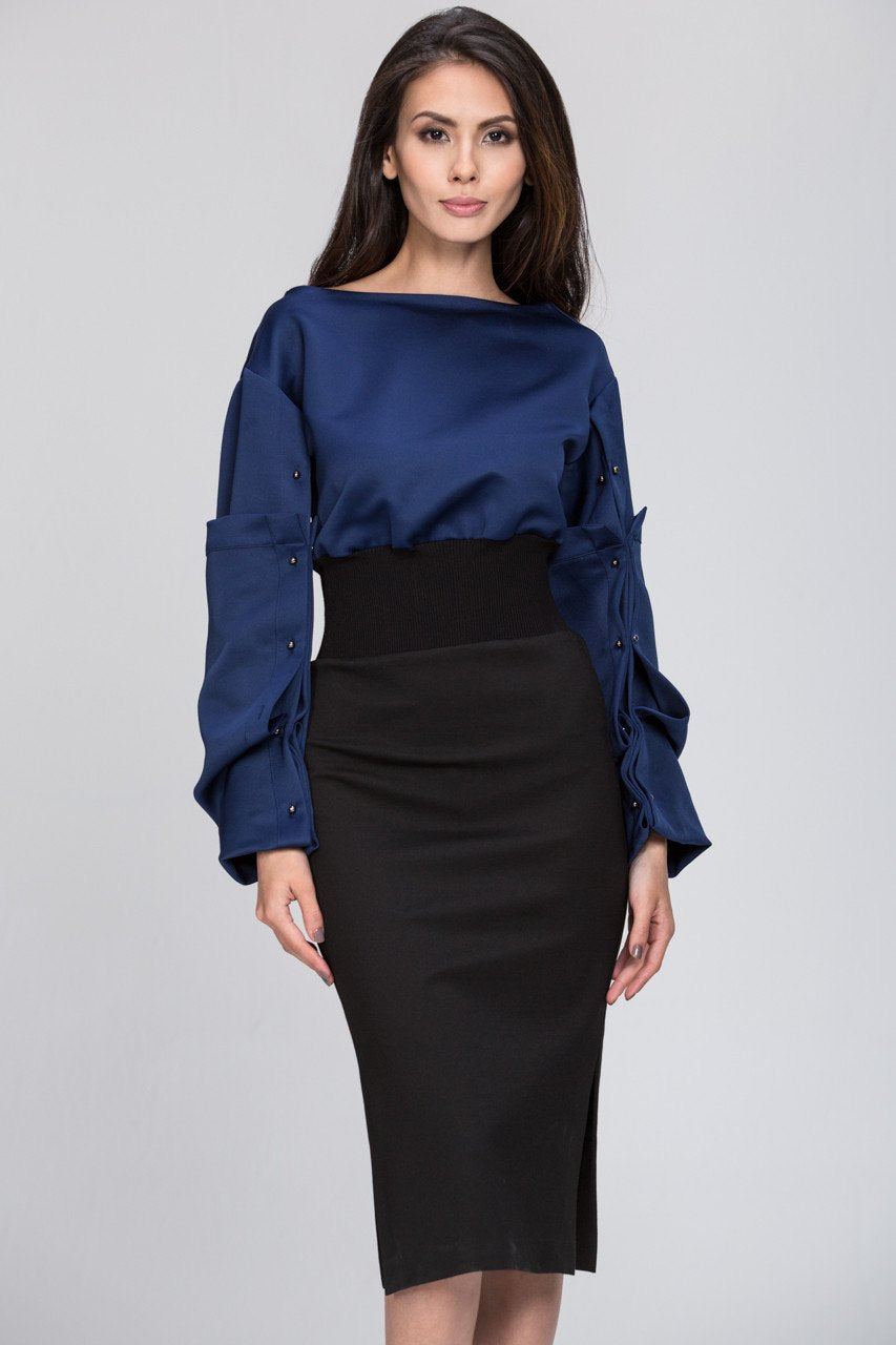 The Real Fouz - Puff Sleeve Color Block Dress