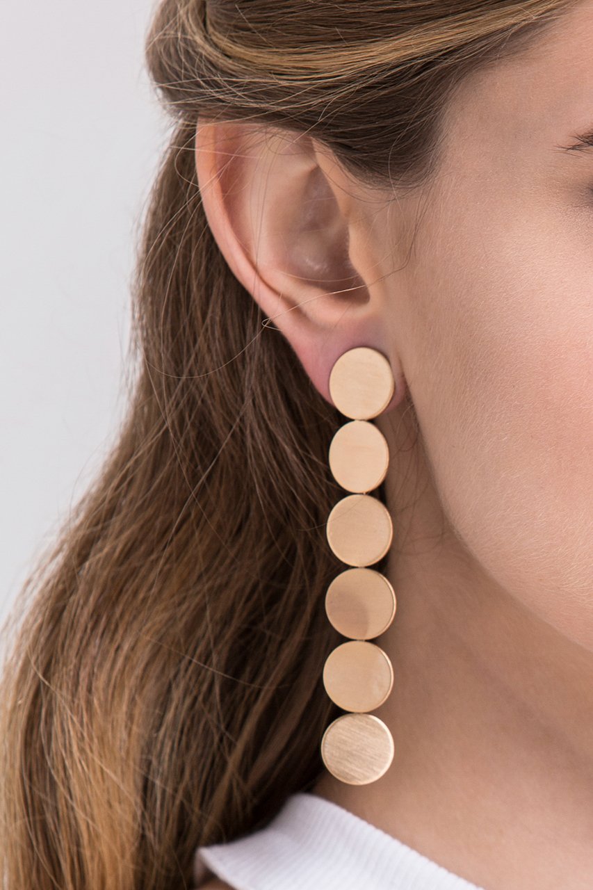 Rawan Bin Hussain - Gold Plated Medallion Tier Dangling Earrings