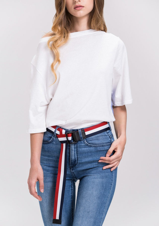 Rania Fawaz - Red White & Blue Square-ring Belt