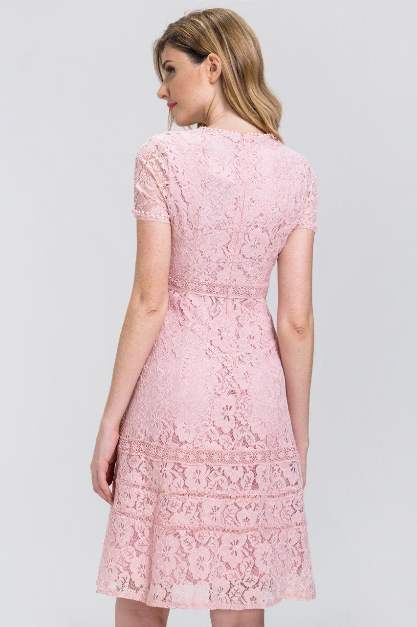 Rose Pink Lace Midi Dress