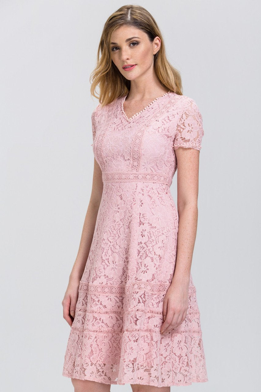 Rose Pink Lace Midi Dress