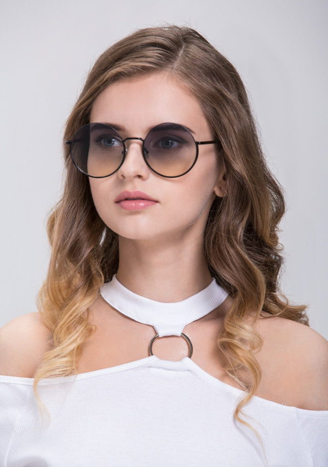 Rawan Bin Hussain - Round Half Rim Sunglasses