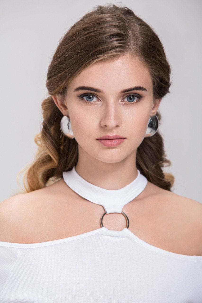 Silver Button Dome Earrings