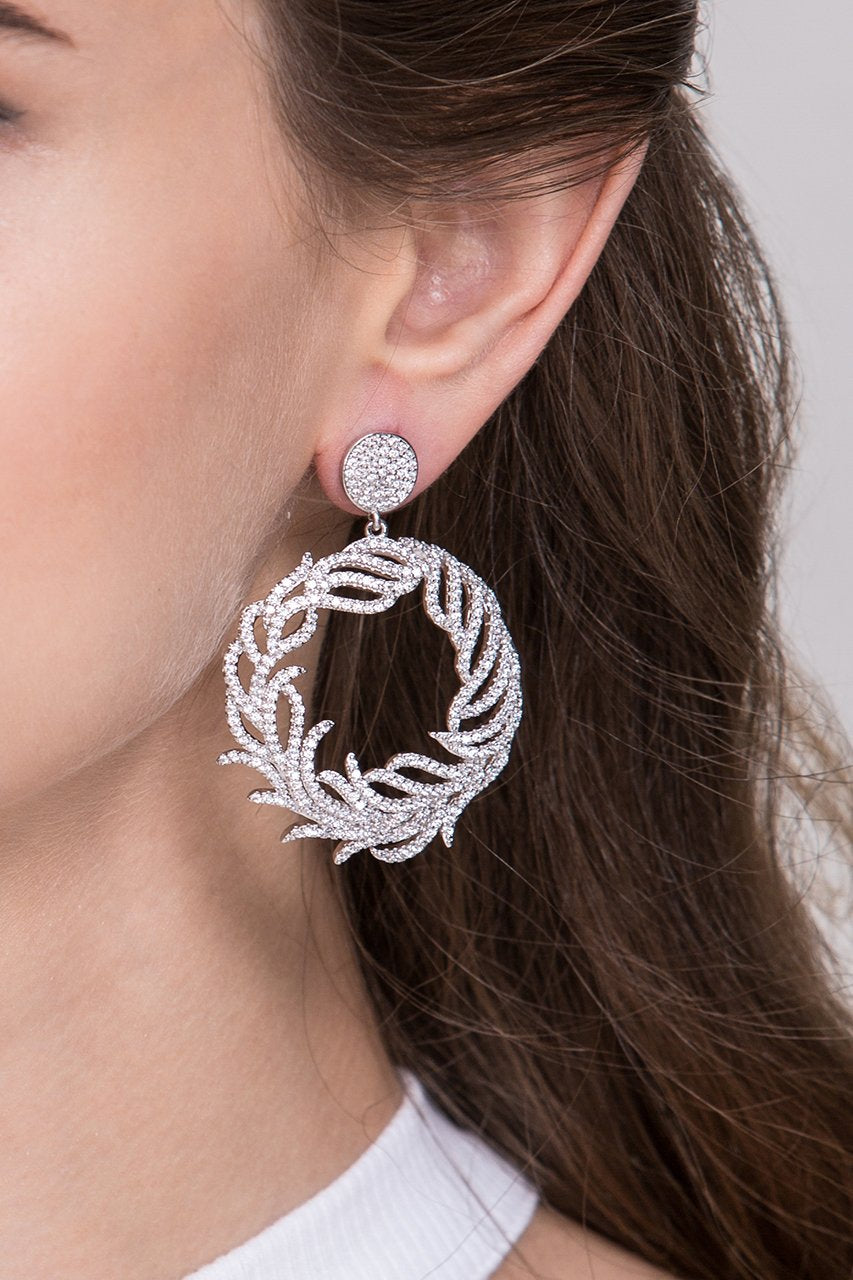 Silver Wreath Diamond Earrings