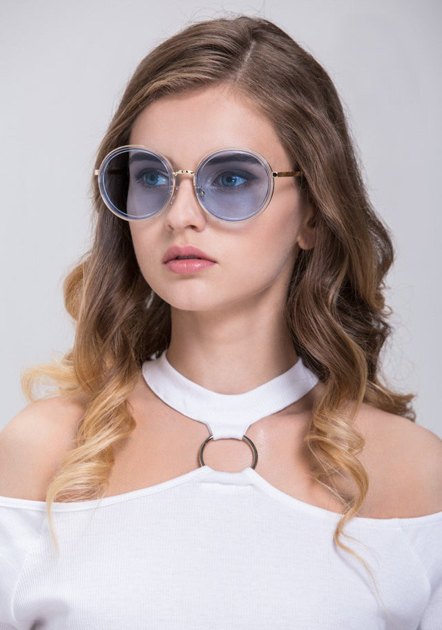 Rawan Bin Hussain - Sky Blue Round Sunglasses
