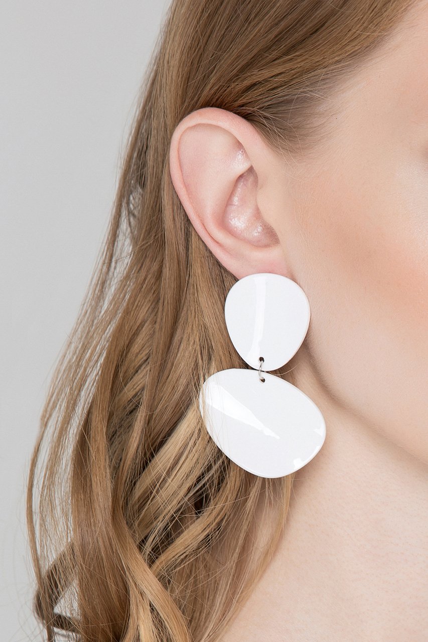White Acrylic Petal Earrings