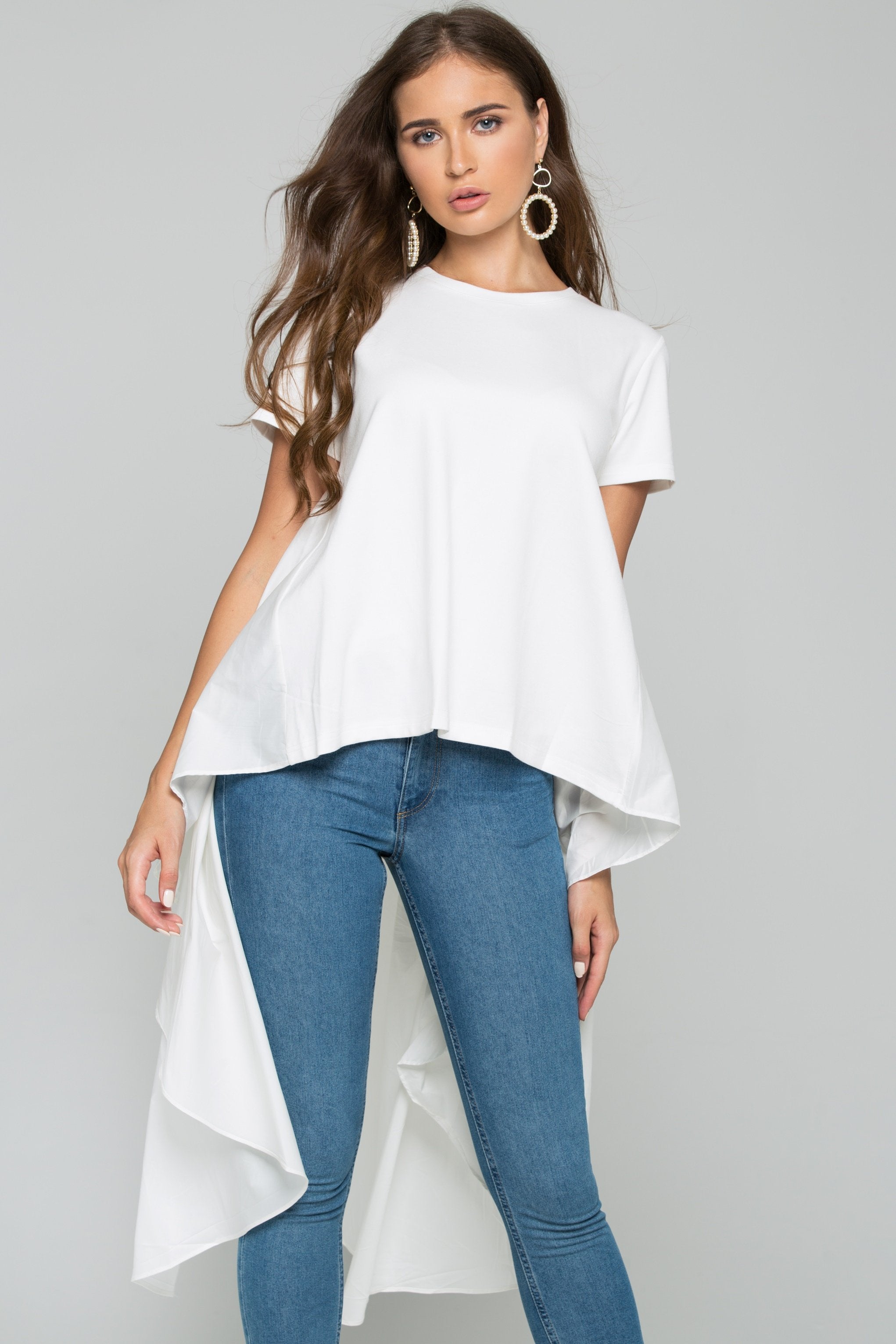 White Cotton Mullet Hijab Top
