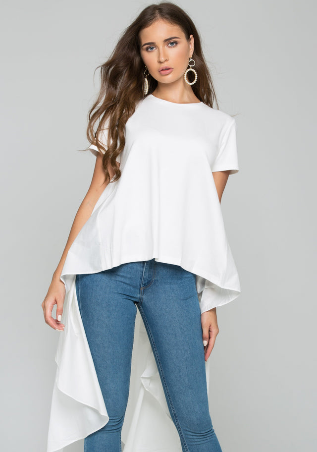 White Cotton Mullet Hijab Top