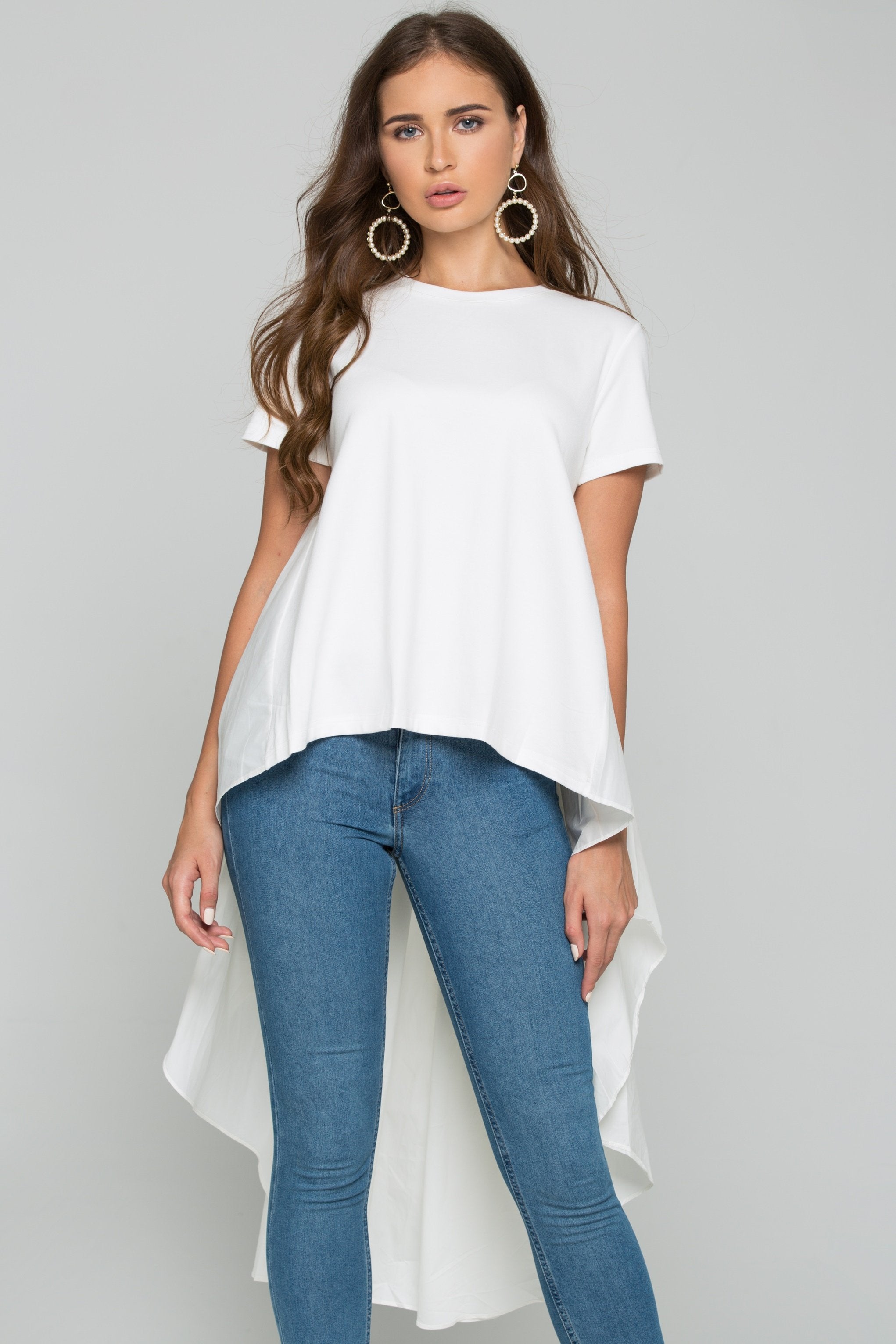 White Cotton Mullet Hijab Top