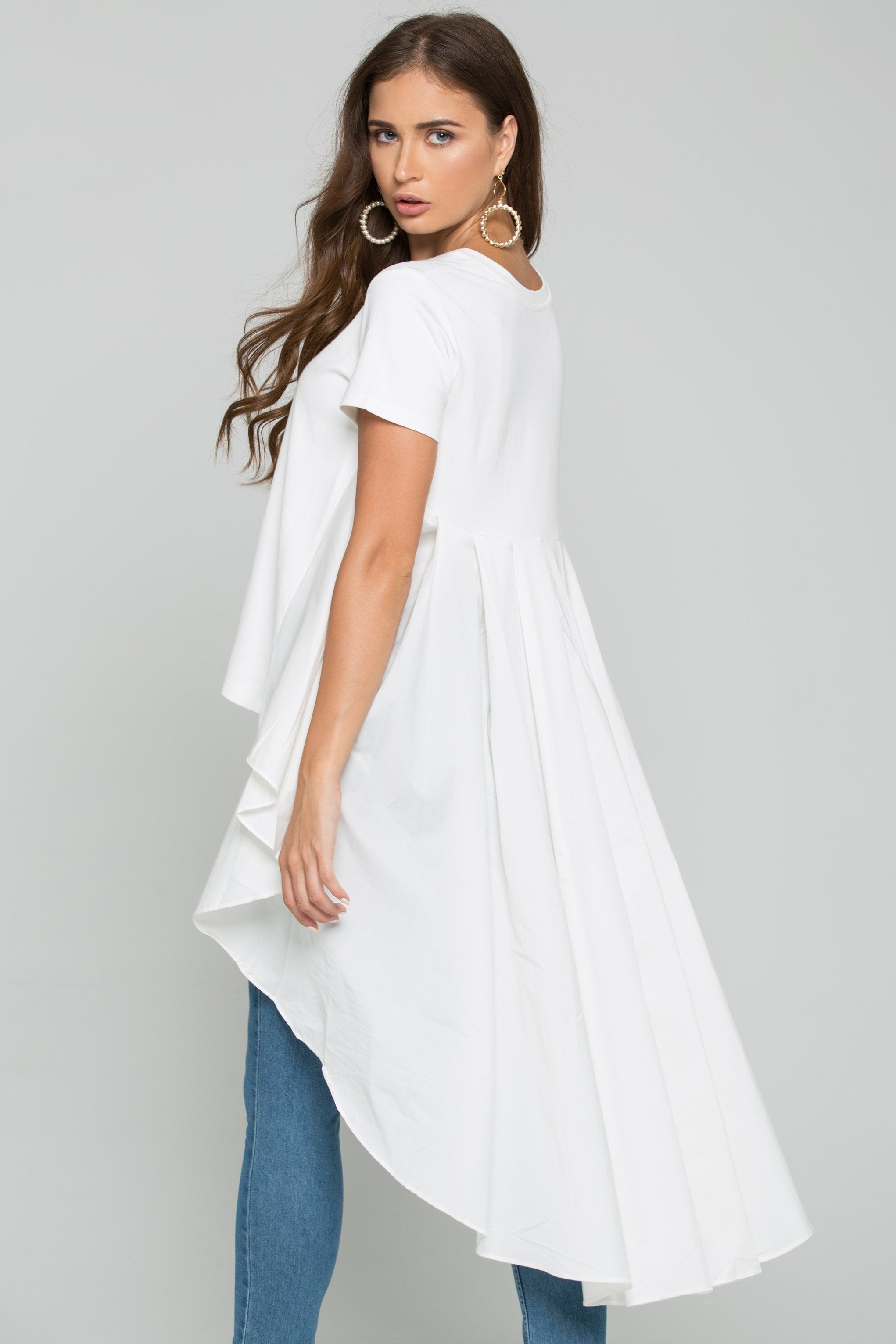 White Cotton Mullet Hijab Top