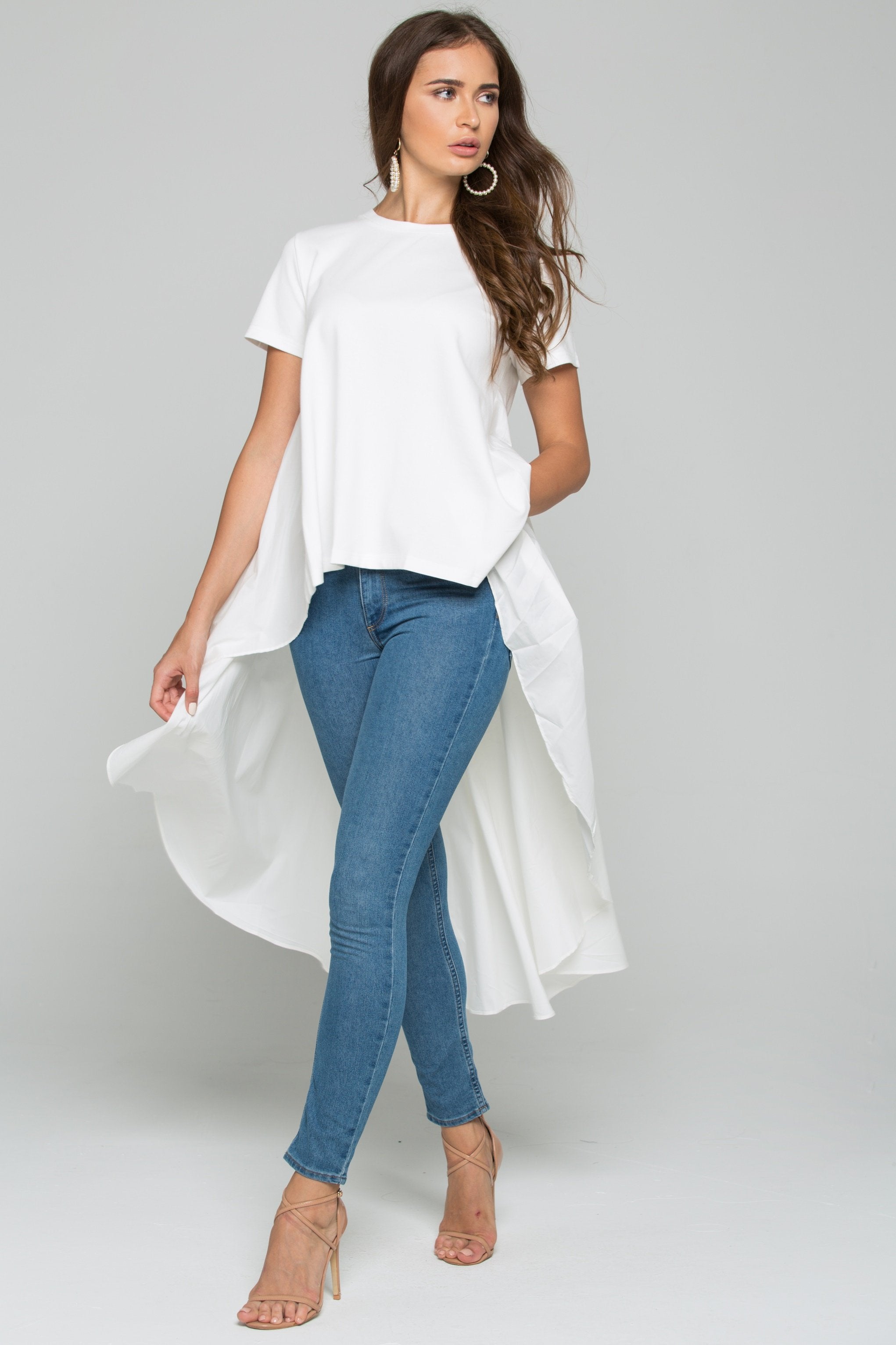 White Cotton Mullet Hijab Top