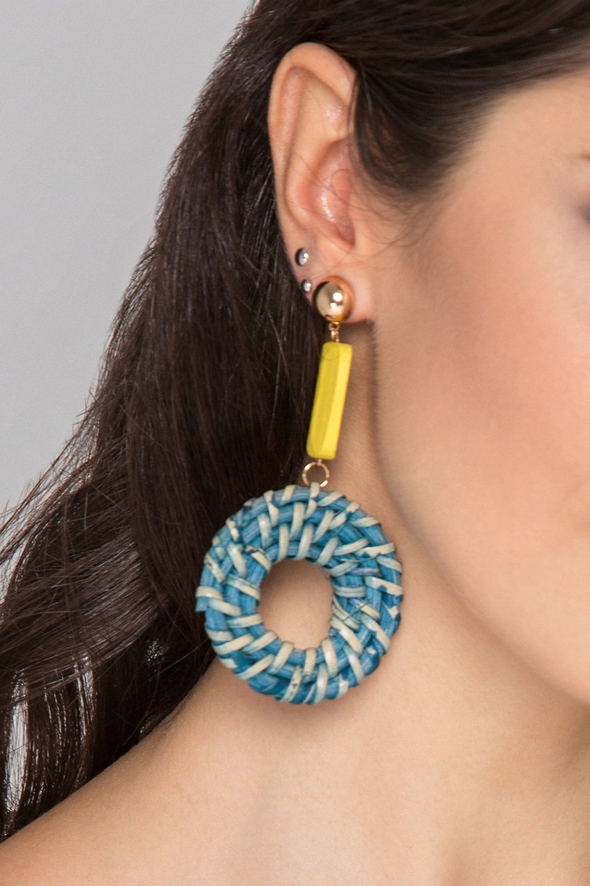 Yellow and Green Twirl Basket Earrings