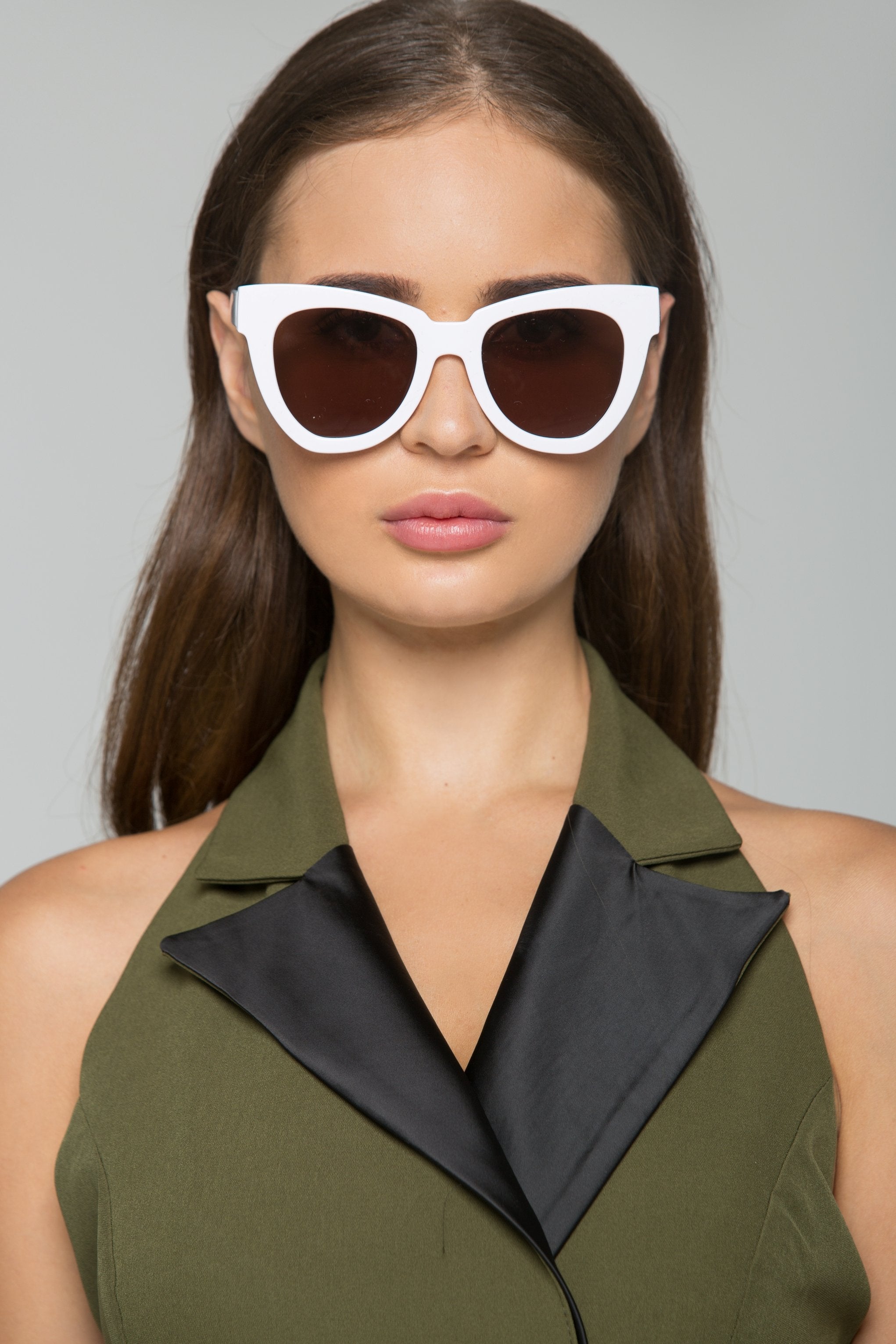 White and Brown Lens Butterfly Sunglasses