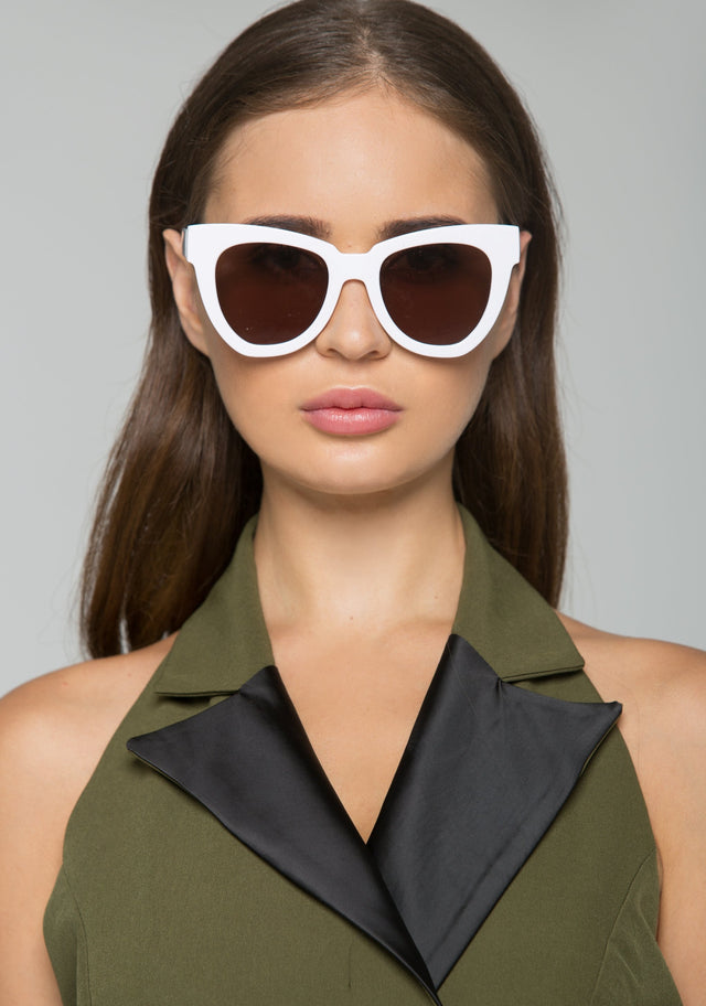 White and Brown Lens Butterfly Sunglasses