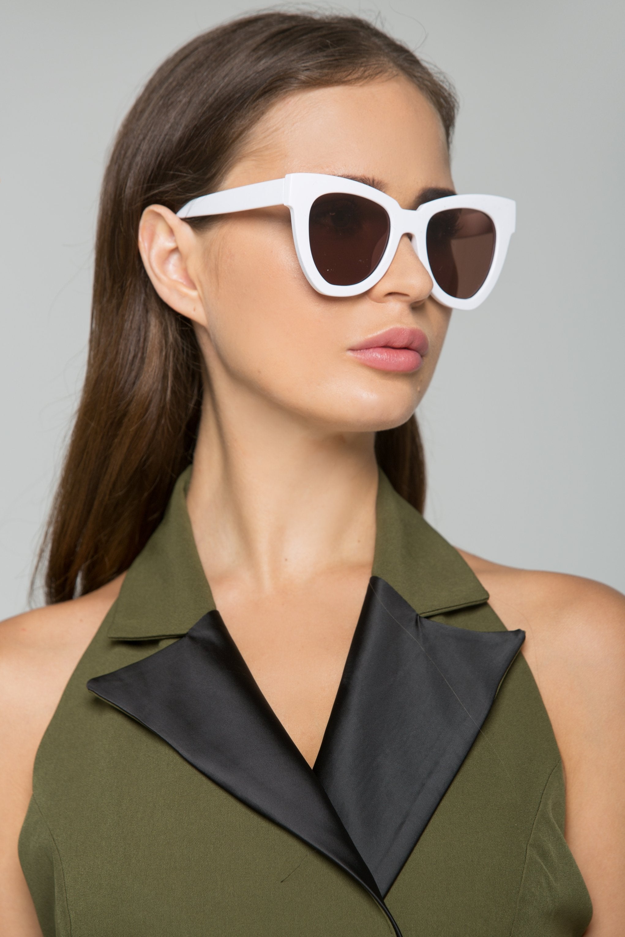 White and Brown Lens Butterfly Sunglasses